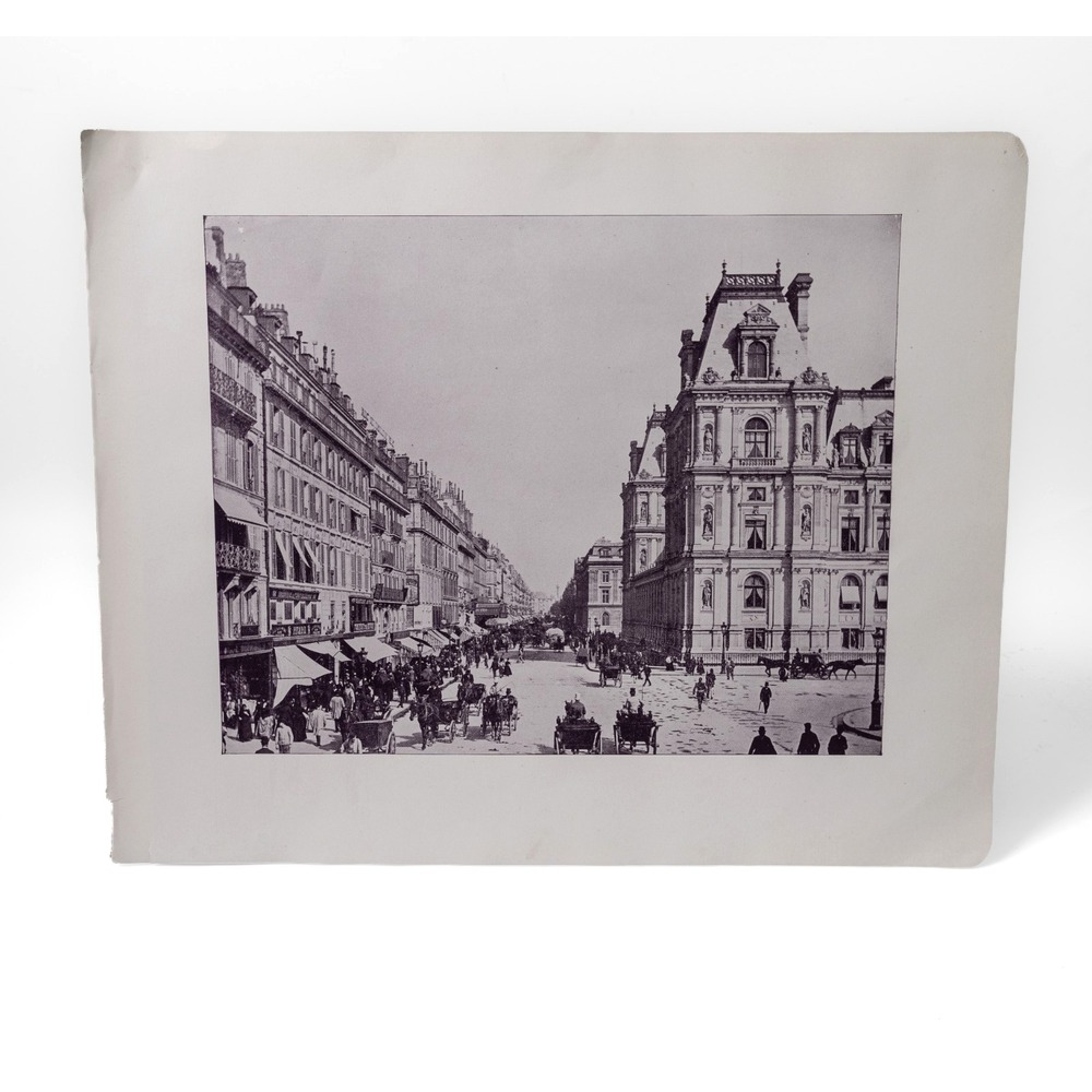 Paris France Rue de Rivoli French Street Scene Antique Print  11 x 13.5"